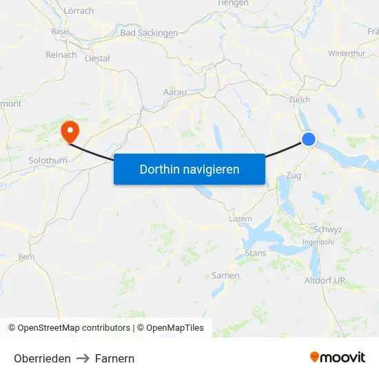 Oberrieden to Farnern map