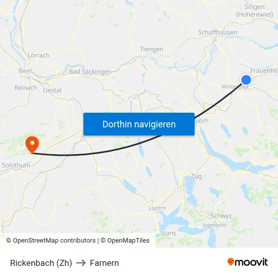 Rickenbach (Zh) to Farnern map