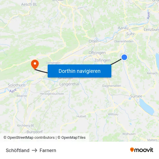 Schöftland to Farnern map