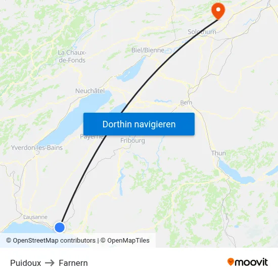 Puidoux to Farnern map