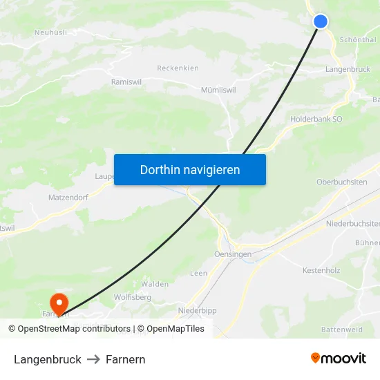 Langenbruck to Farnern map