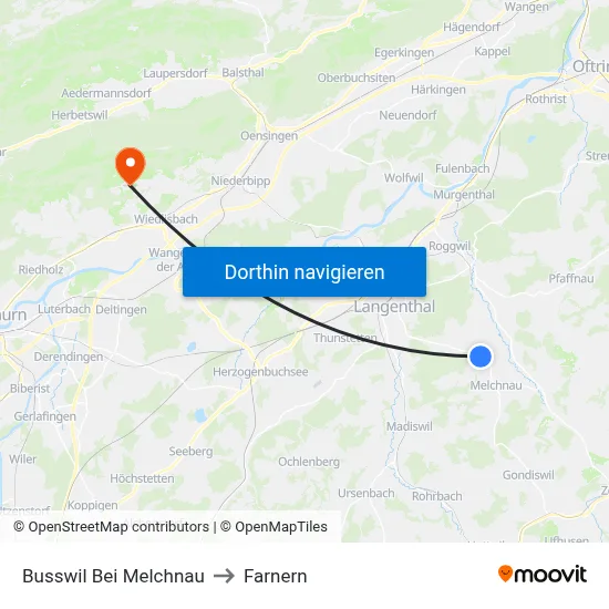 Busswil Bei Melchnau to Farnern map