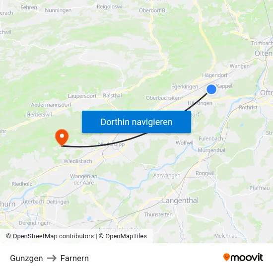 Gunzgen to Farnern map