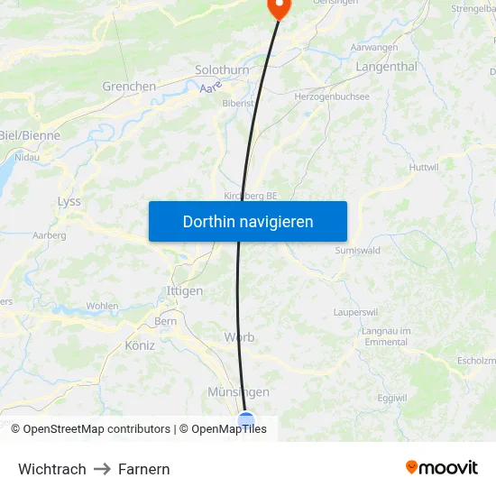 Wichtrach to Farnern map