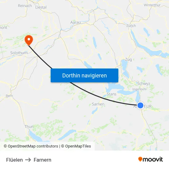 Flüelen to Farnern map