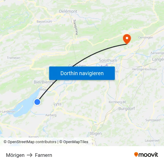 Mörigen to Farnern map