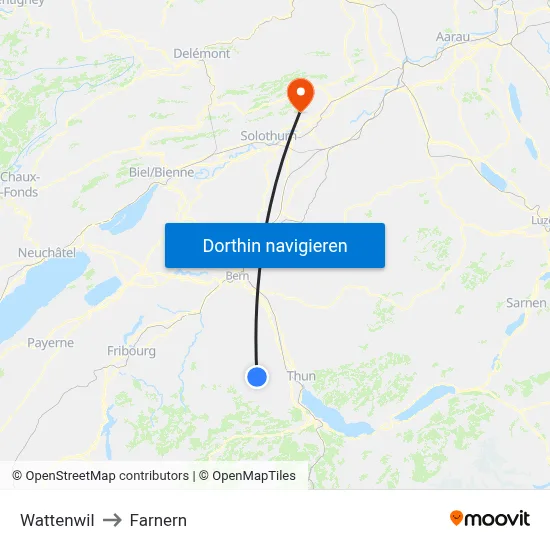 Wattenwil to Farnern map