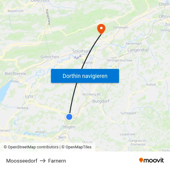 Moosseedorf to Farnern map