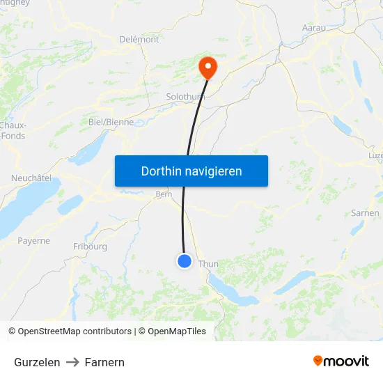Gurzelen to Farnern map