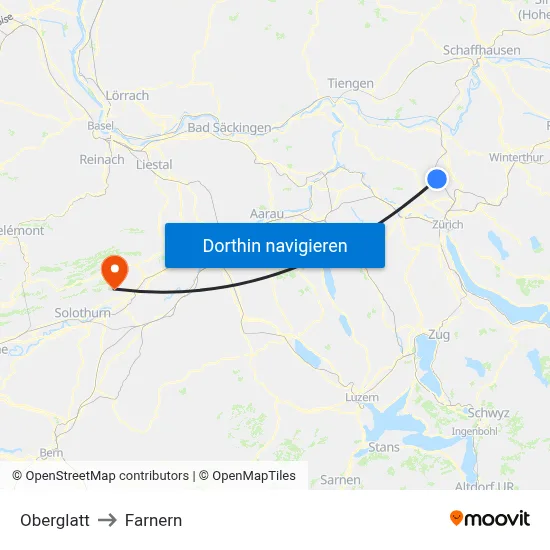 Oberglatt to Farnern map
