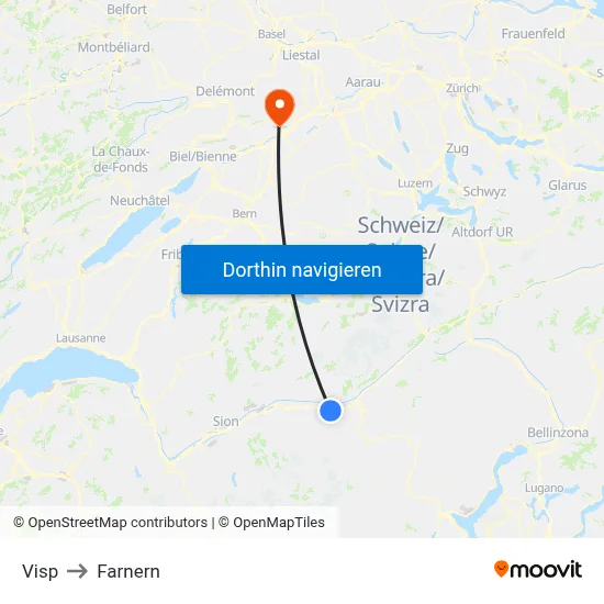Visp to Farnern map