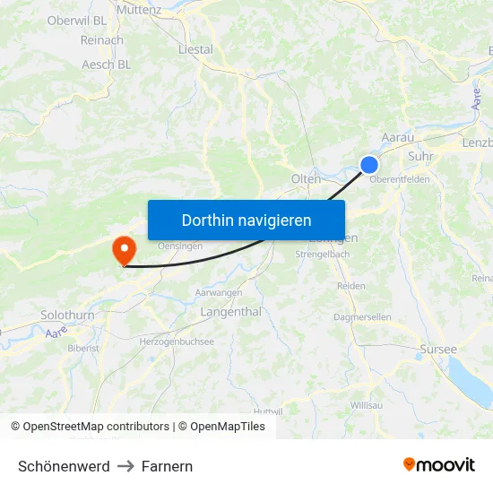 Schönenwerd to Farnern map
