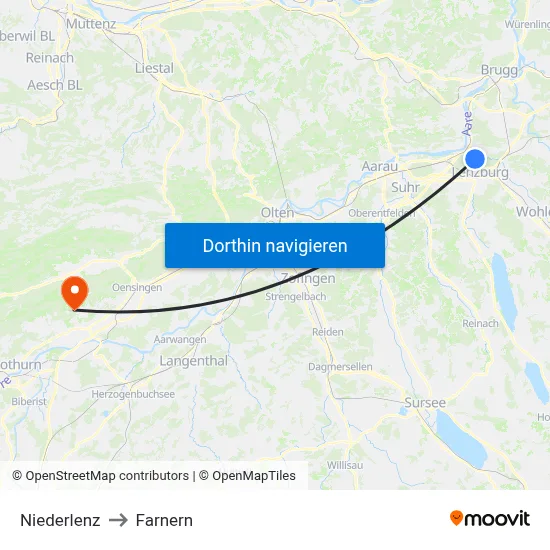 Niederlenz to Farnern map