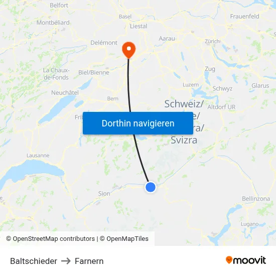 Baltschieder to Farnern map