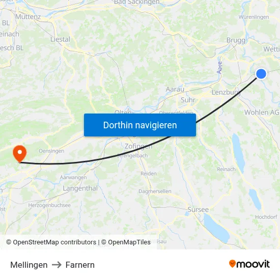 Mellingen to Farnern map