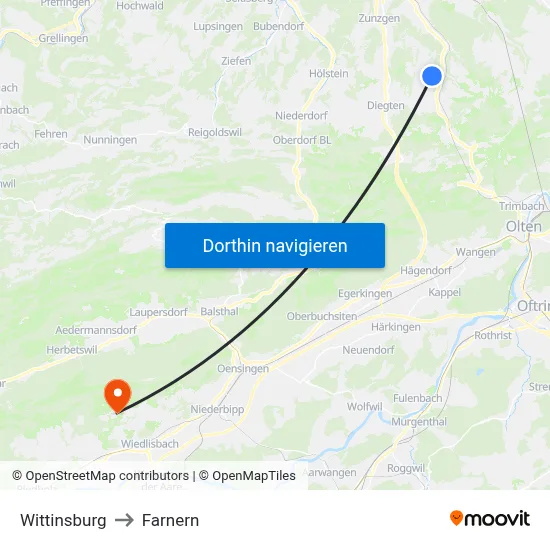 Wittinsburg to Farnern map