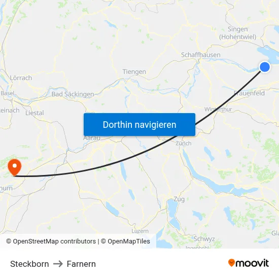 Steckborn to Farnern map