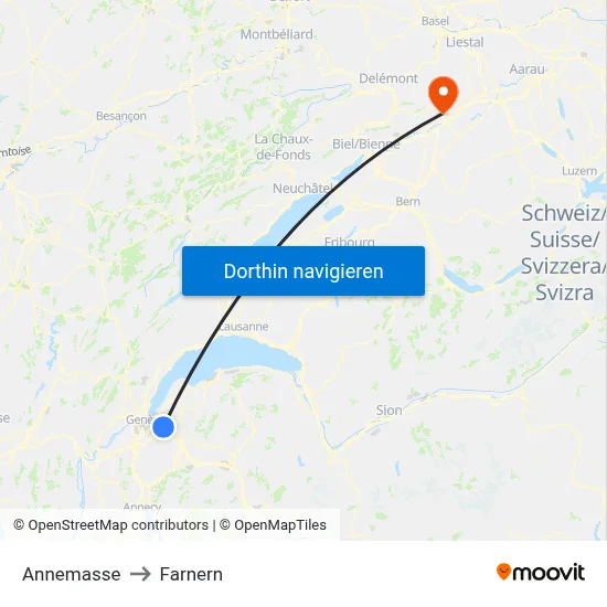 Annemasse to Farnern map