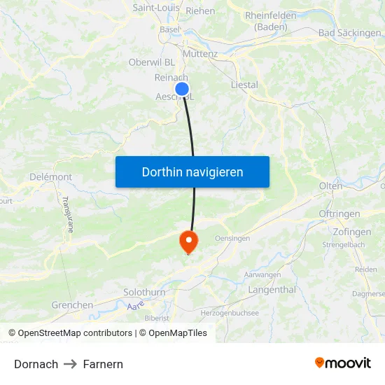 Dornach to Farnern map