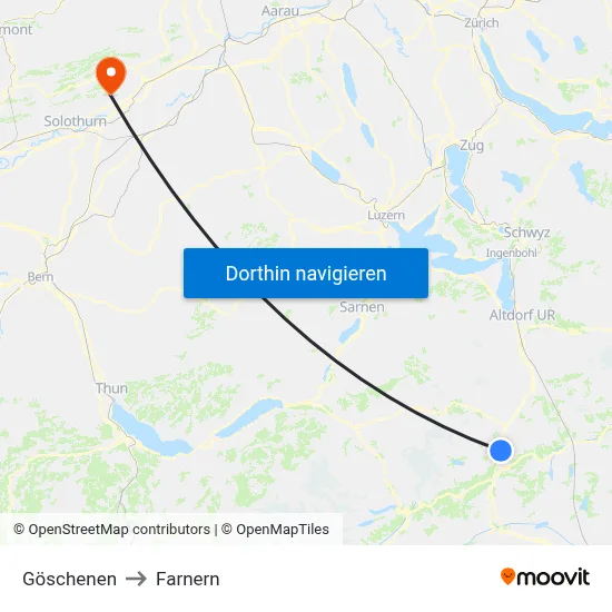 Göschenen to Farnern map