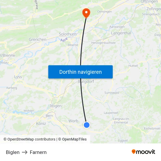 Biglen to Farnern map