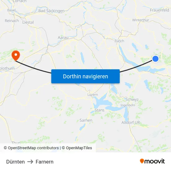Dürnten to Farnern map