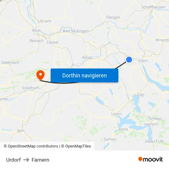 Urdorf to Farnern map