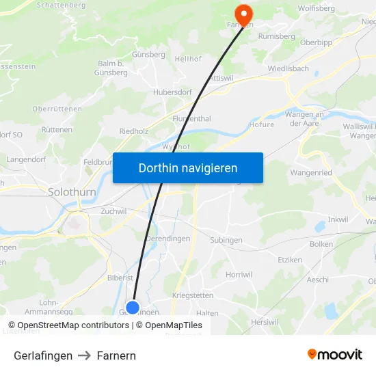 Gerlafingen to Farnern map