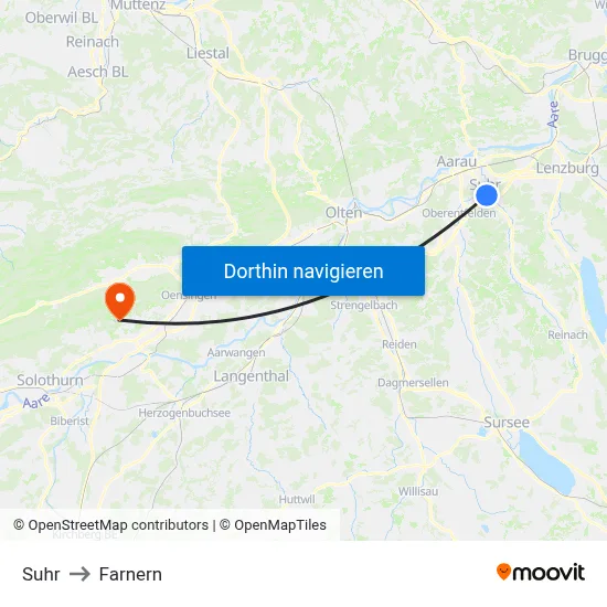 Suhr to Farnern map