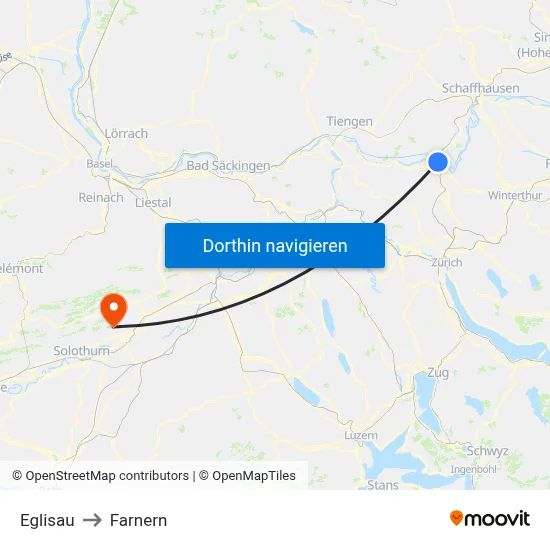 Eglisau to Farnern map