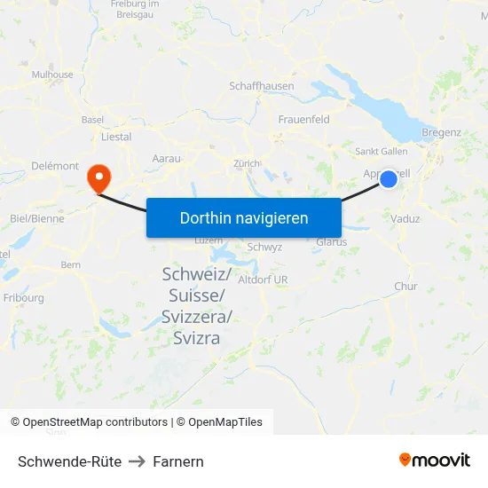Schwende-Rüte to Farnern map