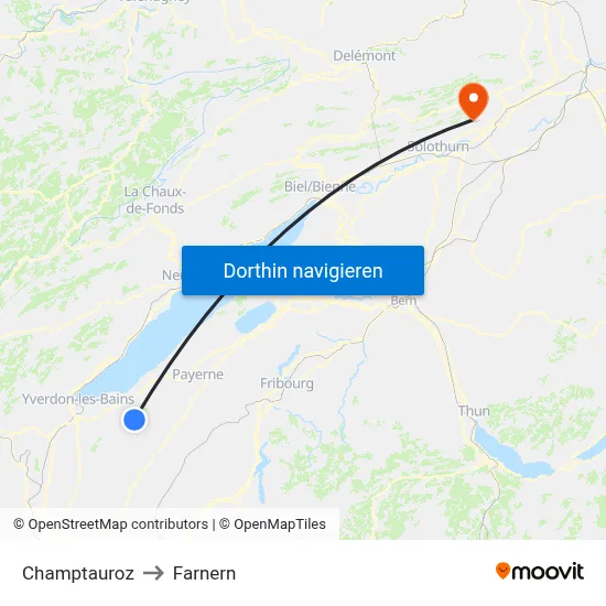 Champtauroz to Farnern map