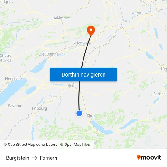 Burgistein to Farnern map