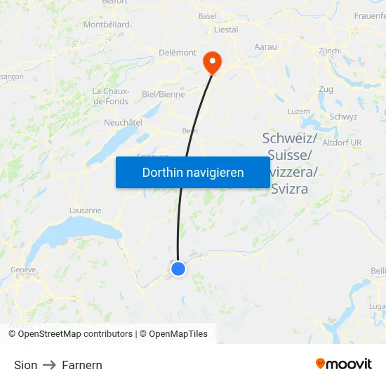 Sion to Farnern map