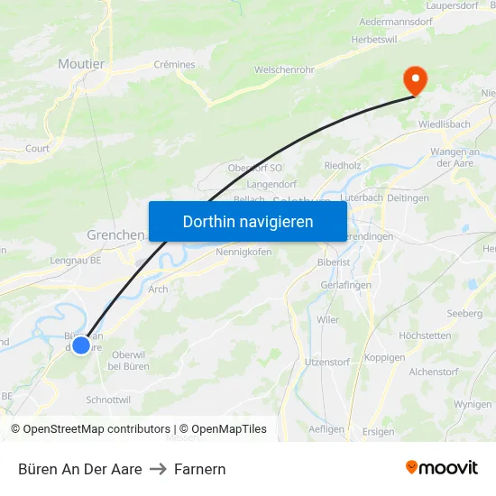 Büren An Der Aare to Farnern map