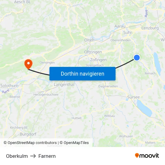 Oberkulm to Farnern map