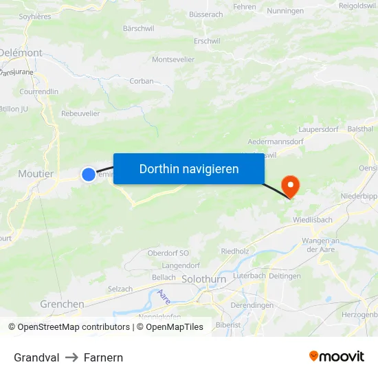 Grandval to Farnern map