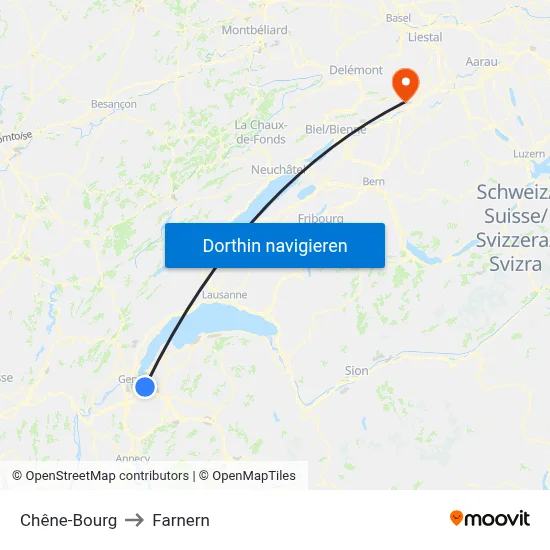Chêne-Bourg to Farnern map
