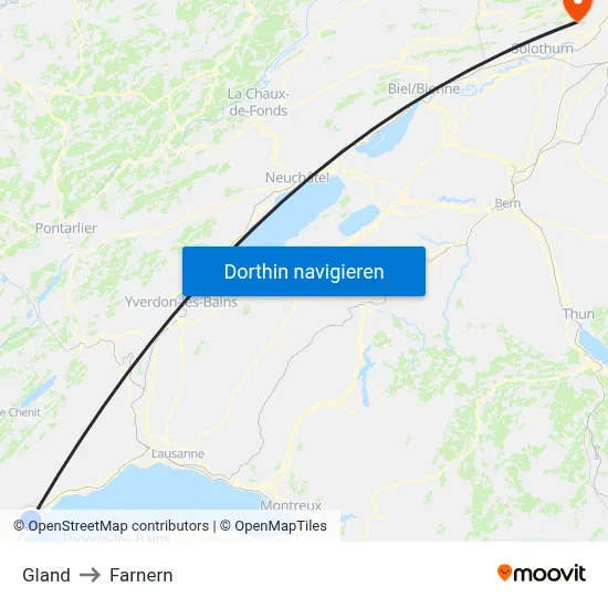 Gland to Farnern map