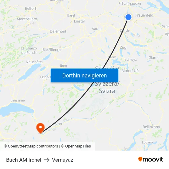 Buch AM Irchel to Vernayaz map