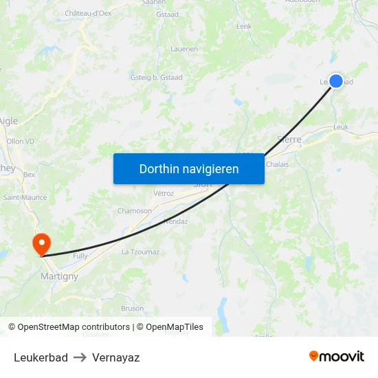 Leukerbad to Vernayaz map