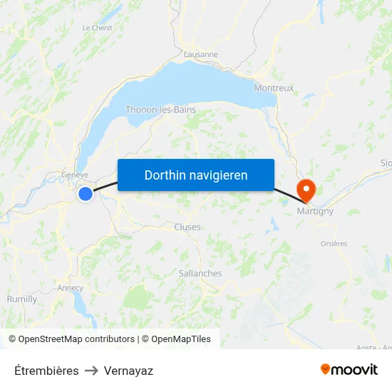 Étrembières to Vernayaz map
