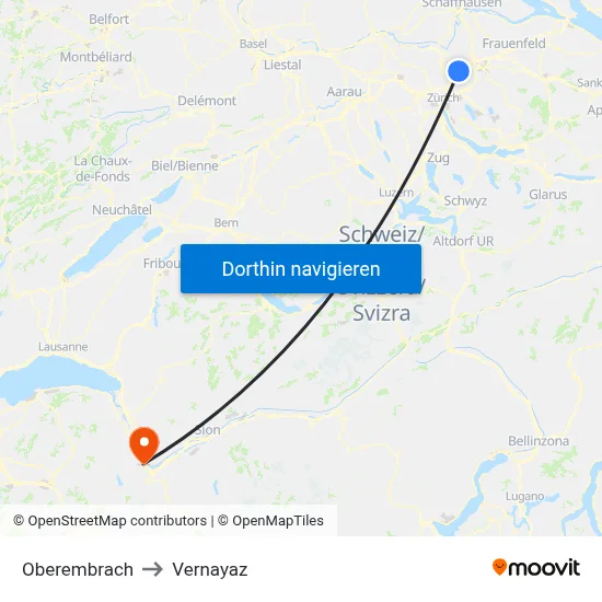 Oberembrach to Vernayaz map