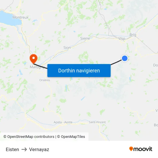 Eisten to Vernayaz map