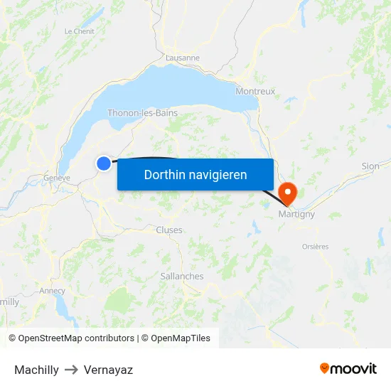 Machilly to Vernayaz map