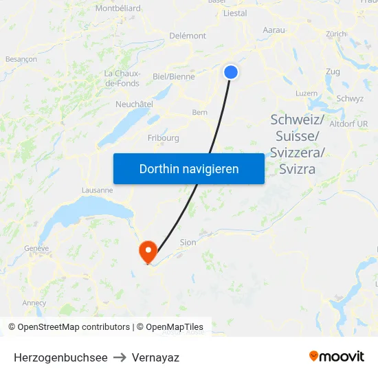 Herzogenbuchsee to Vernayaz map