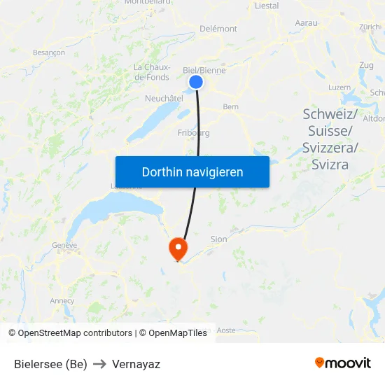 Bielersee (Be) to Vernayaz map