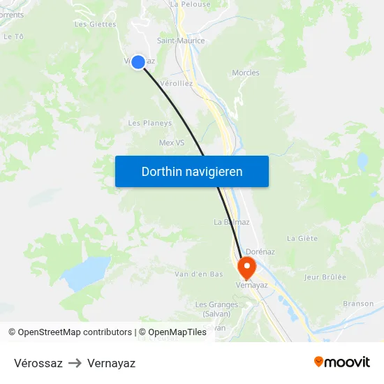 Vérossaz to Vernayaz map