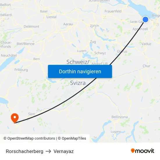 Rorschacherberg to Vernayaz map