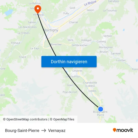 Bourg-Saint-Pierre to Vernayaz map